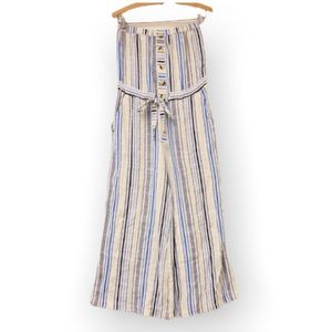 Blue island resort wear striped jumper tie waist elastic halter top lightweight